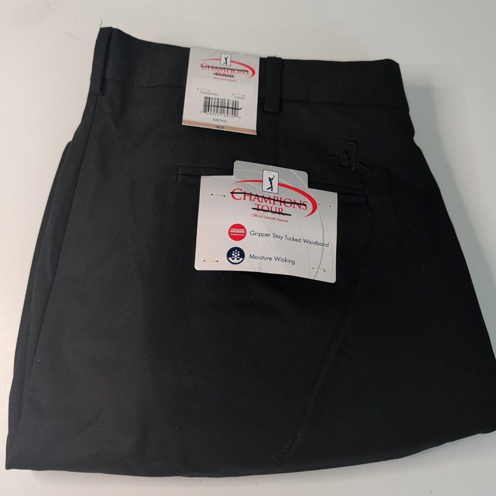 NEW Champions Tour Shorts Golf 100% Polyester Men's 42‎ Black Stretch